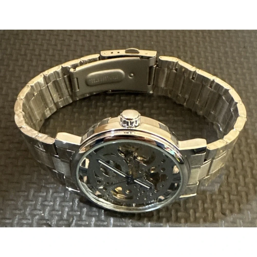 T-WINNER H256M Mechanical Automatic Skeleton Watch w/ Stainless Steel Band
